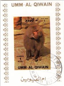Souvenir Sheet, Hamadryas Baboon (Papio hamadryas), Umm al-Qiwain,  , Animals (Fauna), Mammals, Monkeys