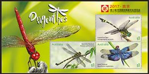 Souvenir Sheet, International Philatelic Exhibition "CHINA 2017", day 4, Australia,  , Animals (Fauna), Dragonflies, Insects, Philatelic Exhibitions
