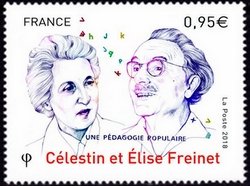 Stamp, Élise and Célestin Freinet, France,  , Educationalists