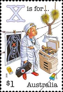 Stamp, X is for..., Australia,  , Medical Science, Musical Instruments, Trees