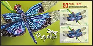 Souvenir Sheet, International Philatelic Exhibition "CHINA 2017", day 2, Australia,  , Animals (Fauna), Dragonflies, Insects, Philatelic Exhibitions