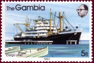 Stamp, Freighter, Gambia,  