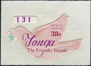 Stamp, Peace dove with laurel branch, Tonga,  , Birds, Peace Doves