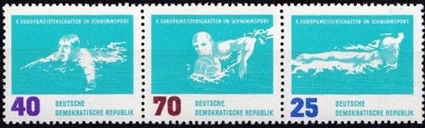 Se-tenant, Various water sports, Germany, Democratic Republic,  , Aquatic Sports, Sports, Swimming, Water, Water-polo