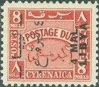 Postage Due Stamps of Cyrenaica, Surcharged in Black