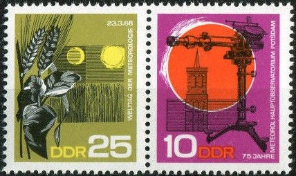 Se-tenant, Meteorological Observatory Potsdam, Germany, Democratic Republic,  , Agriculture, Observatories, Sun, Weather