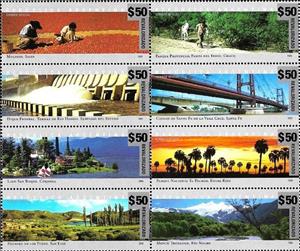 Se-tenant, 2018 Provisional Surcharges, Argentina,  , Agriculture, Bridges, Dams, Landscapes