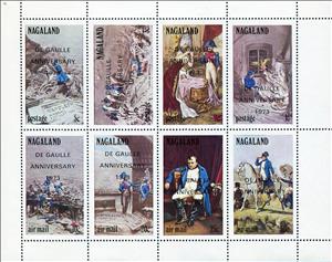 Mini Sheet, Napoleon Bonaparte 1973 Overprint, Cinderellas,  , Art, Famous People, Horses, Military Officers, Paintings