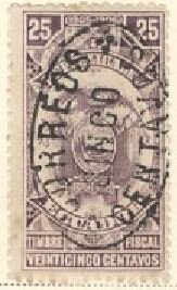 Overprined fiscal stamp