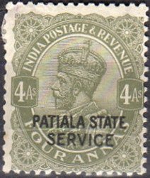 Stamp, King George V, India, Princely States,  , Crowns and Coronets, Famous People, Heads of State, Kings, Men, Royalty