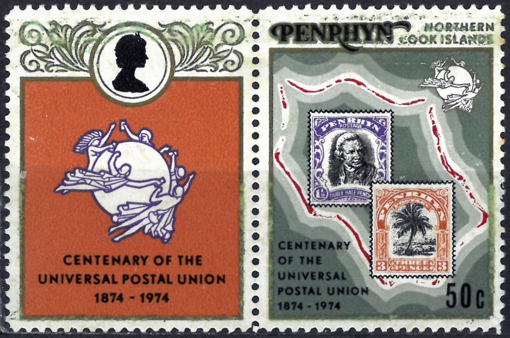 Map of island and stamps numbers 27 and 28