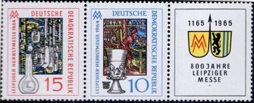 Se-tenant, Leipzig autumn fair, Germany, Democratic Republic,  , Fairs, Glass and Earthenware