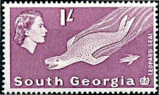 Stamp, Leopard Seal, Falkland Islands, Dependencies,  , Animals (Fauna), Heads of State, Mammals, Queens, Sea (Marine) Mammals, Sea Life, Seals (Animals)