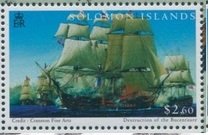 Stamp, Desctruction of the Bucentaure, Solomon Islands,  , Anniversaries and Jubilees, Naval Battles, Sailing Ships