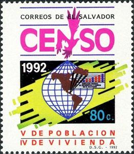 Stamp, Statistics of population growth, El Salvador,  , Census of Population