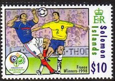 Stamp, France winner 1998, Solomon Islands,  , Football (Soccer)