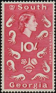 Stamp, Plankton & Krill, Falkland Islands, Dependencies,  , Animals (Fauna), Crustaceans, Heads of State, Queens, Sea Life