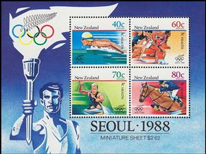Souvenir Sheet, Health Minisheet, New Zealand,  , Olympic Games