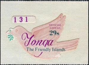 Stamp, Peace dove with laurel branch, Tonga,  , Birds, Peace Doves