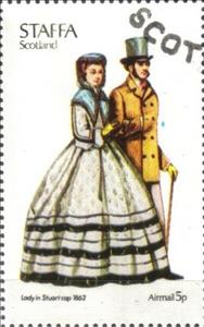 Stamp, Lady in Stuart cap 1862, Cinderellas,  , Clothing