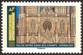 Stamp, Notre-Dame des Champs Church, Avranches, France,  , Architecture