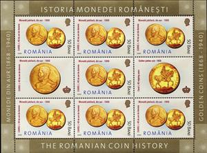 Stamp, 50 Lei Coin with Carol I, 1906 MS, Romania,  , Coins, Kings