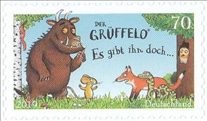 Stamp, The Grüffelo, Germany, Federal Republic,  , Animals (Fauna), Cartoons, Comics, Foxes, Mice, Owls, Snakes, Squirrels