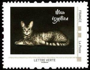 Stamp, Man egyptien, France,  , Animals (Fauna), Cats, Mammals