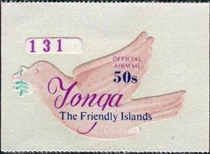 Stamp, Peace dove with laurel branch, Tonga,  , Birds, Peace Doves