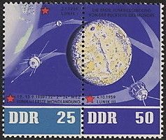 Se-tenant, Space, Germany, Democratic Republic,  , Outer Space, Satellites, Space Traveling