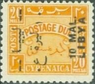 Postage Due Stamps of Cyrenaica, Surcharged in Black