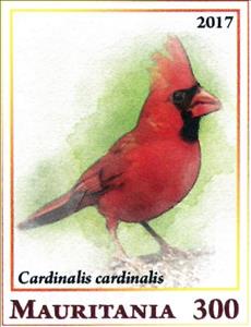 Stamp, Cardinalis cardinalisBird, Cinderellas,  , Animals (Fauna), Birds