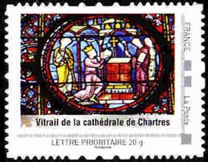 Stamp, Vitrail de la cathedrale de Chartres, France,  , Stained-glass