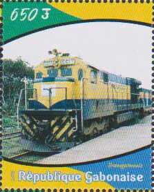 Stamp, 40th Anniversary of the Trans-Gabon Railway, Cinderellas,  , Locomotives, Railways
