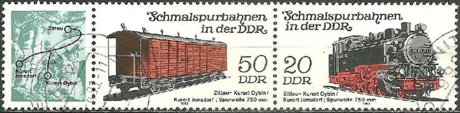 Se-tenant, Bahn Zittau-KurortOybin/Jonsdorf, Germany, Democratic Republic,  , Locomotives, Railways