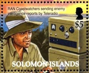 Stamp, RAN Coatwatchers sending enemy intelligence report by Radio, Solomon Islands,  , Anniversaries and Jubilees, Radio, Second World War