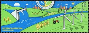 Stamp, wind Power & Small Hydroelectric Stations, Argentina,  , Energy, Energy Conservation, Environment Protection