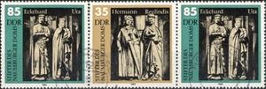 Se-tenant, Founding Figures of the Naumburg Cathedral, Germany, Democratic Republic,  , Churches - Cathedrals - Basilicas - Chapels, Religion, Sculptures
