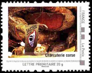 Stamp, Charcuterie corse, France,  , Food, Gastronomy