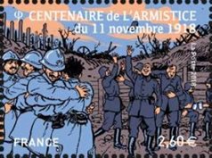 Stamp, Soldiers Celebrating, France,  , First World War