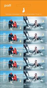 Booklet Pane, Frost Day : Outdoor Winter Activities, Finland,  , Fishery, Swimming