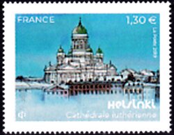Stamp, Lutheran Cathedral, France,  , Churches - Cathedrals - Basilicas - Chapels, Townscapes / City Views
