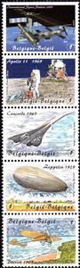 Se-tenant, 2009 Frank De Winne to International Space Station, Belgium,  , Aircraft, Aviation, Space Traveling, Zeppelins