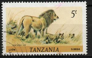 Stamp, Lion (Panthera leo), Tanzania,  , Animals (Fauna), Cats of Prey, Лев, Mammals
