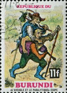 Stamp, Aesop. The Blind And The Paralytic., Burundi,  , Fables