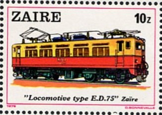 Stamp, History of the railroads, depicting famous locomotives., Zaire,  , Railways