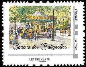 Stamp, Squares des Batignolles, France,  , Gardens