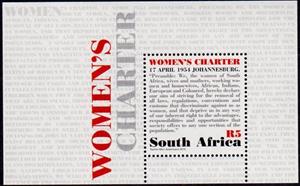 Souvenir Sheet, 20 Years of Women's Charter, South Africa,  , Human Rights, Women