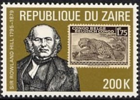 Stamp, Sir Rowland Hill, Zaire,  , Mammals, Stamps, Leopards, Postmasters, Animals (Fauna)