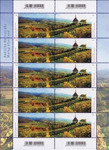 Mini Sheet, Baden Wine Street, Germany, Federal Republic,  , Churches - Cathedrals - Basilicas - Chapels, Landscapes, Mountains, Trees